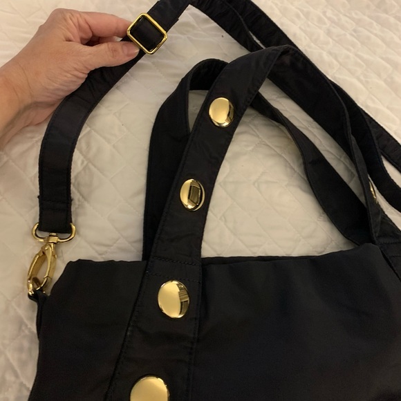 Best Black Tote Crossbody Bag With Gold Appliqué - Picture 4 of 11